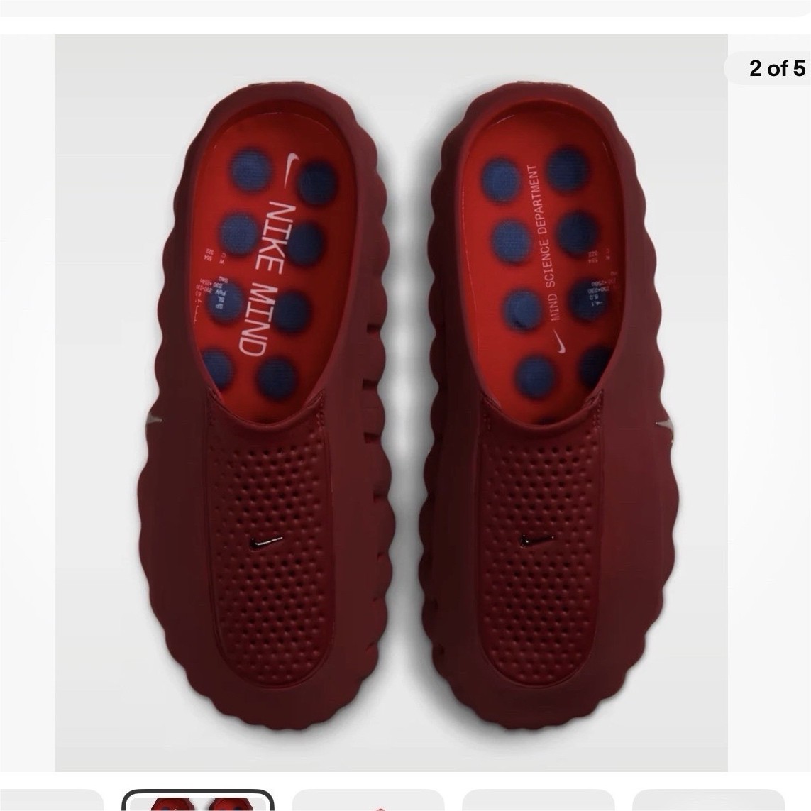 Nike Mind 001 Men’s Slide Sandals Team Red Solid Pattern Logo SlipOn W5
