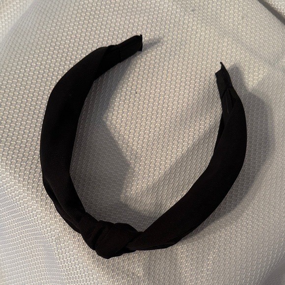 Womens Black Ribbed Fabric Top Knot Headband Wide Textured Hair Accessory