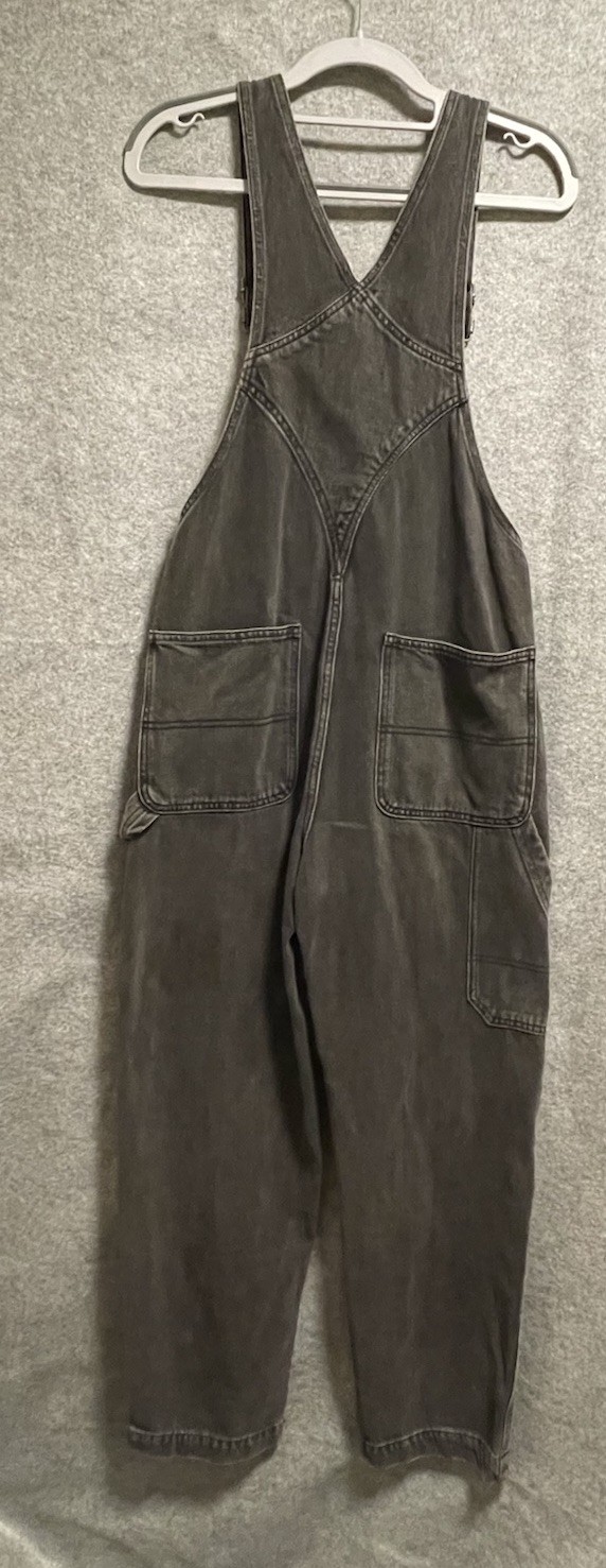 Madewell Petite Denim Oversized Carpenter Overalls SZ XXSP Black Wash Knee Guard