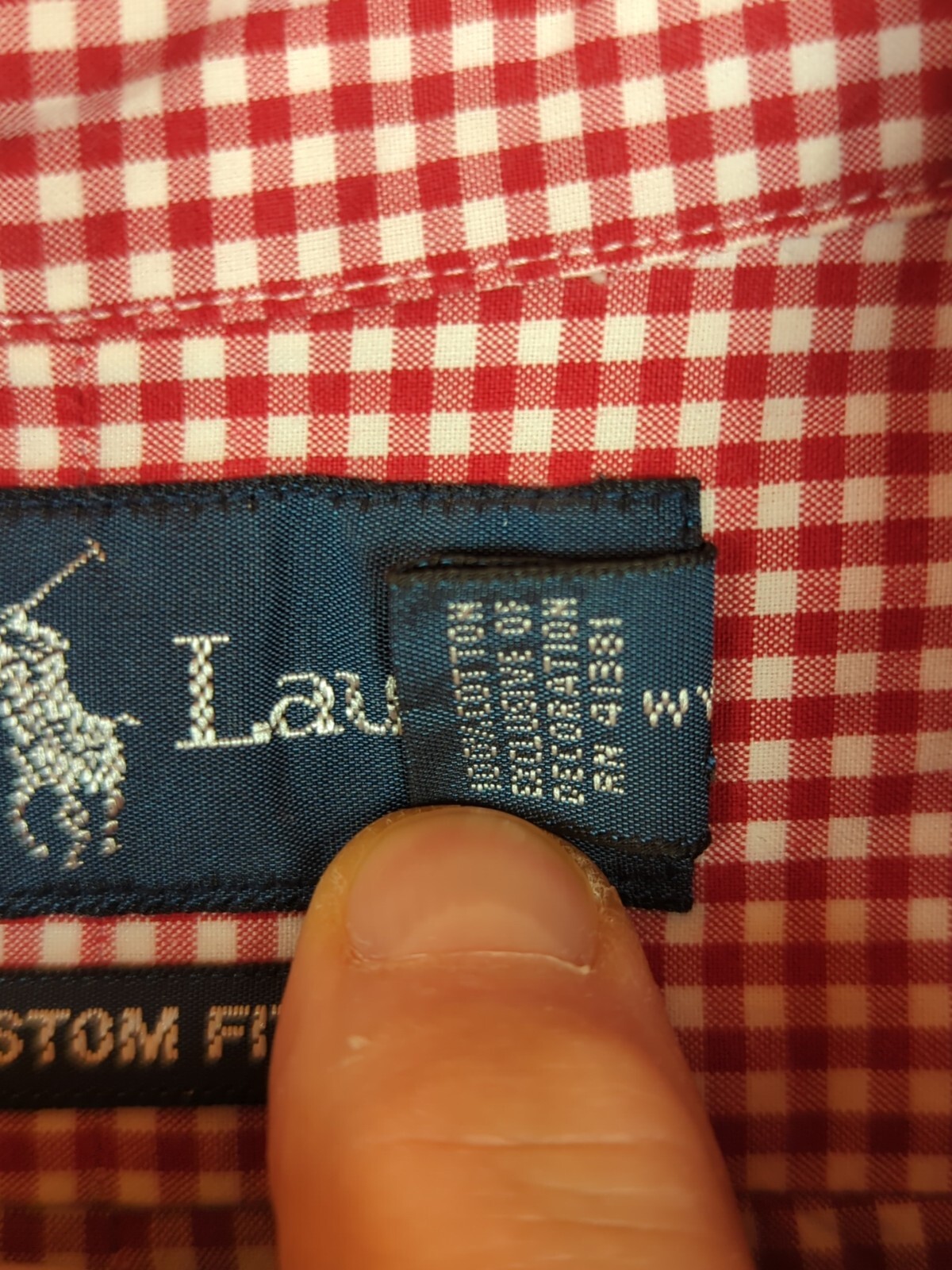 Ralph Lauren red Gingham Shirt Long Sleeve Size L Custom Fit