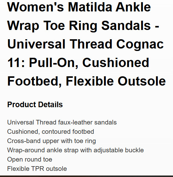 Ankle Wrap Toe Ring Sandals Sz 11 NWT Cognac Color – Universal Thread