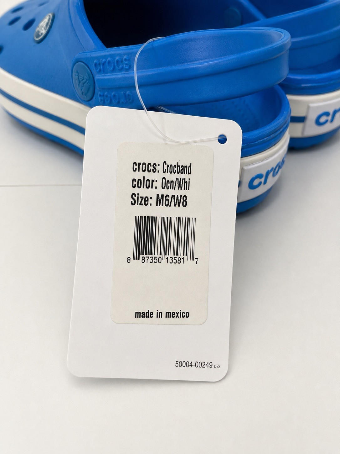 New Crocs Crocband Clog Ocean White Blue M6 W8 Unisex Comfort Shoes NWT