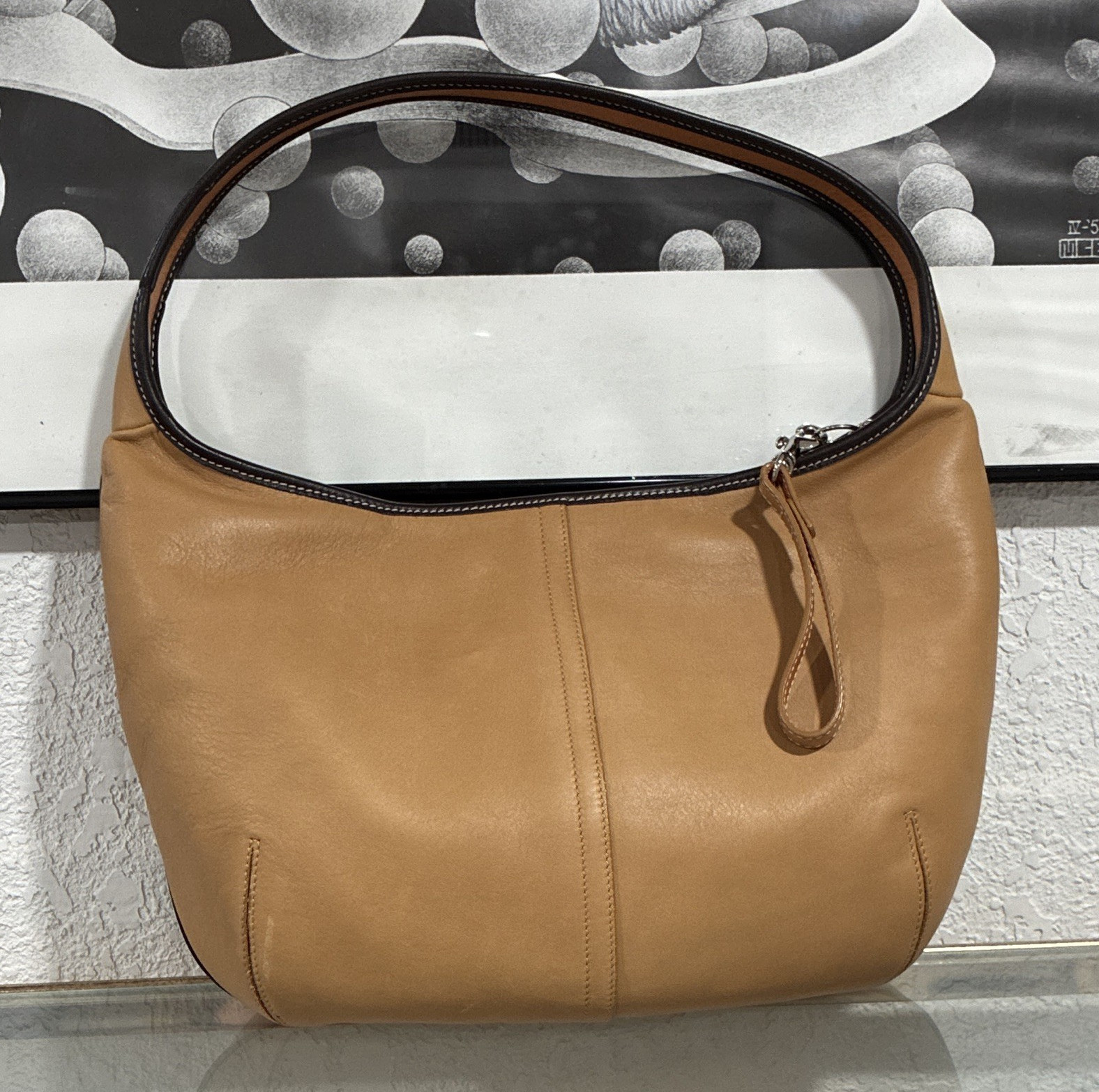 Vintage Coach 9293 Ergo One Shoulder Bag Women Tan Calf Skin Leather