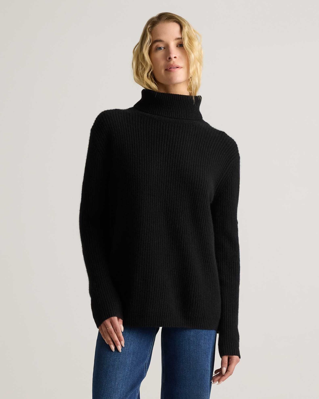 Quince Black 100% Organic Cotton Turtleneck Sweater XL