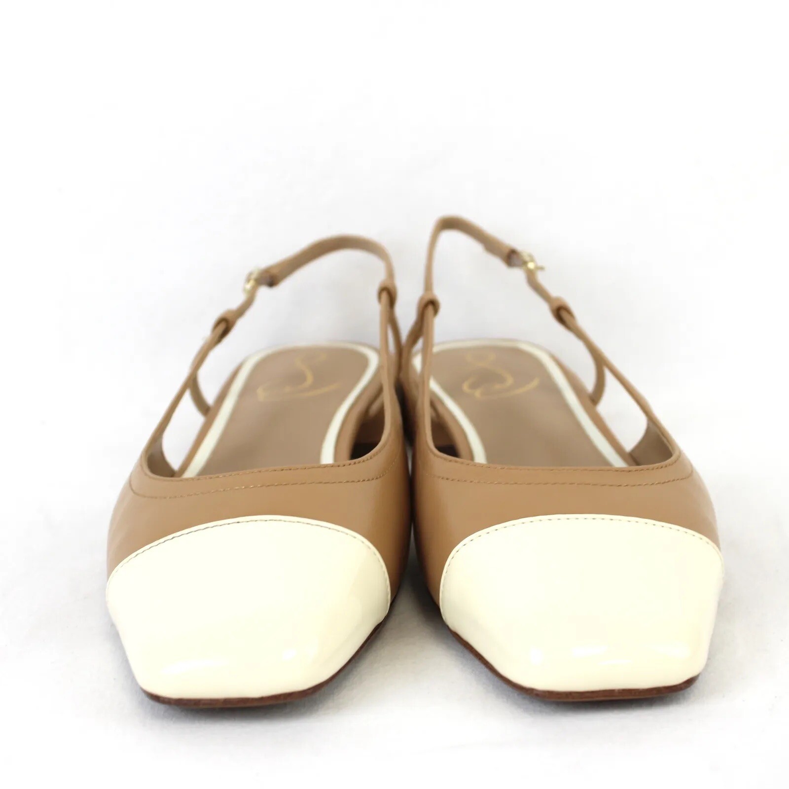 New Sam Edelman Kara Tan/Porcelain White Slingback Flats I7672M1900 US 7 Medium