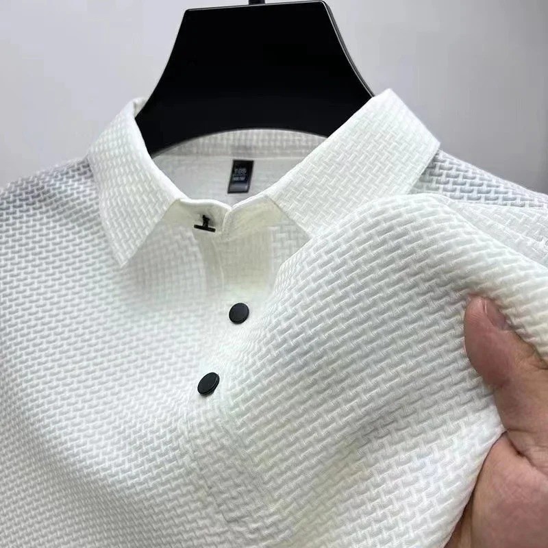 Men’s Breathable Summer Polo Shirt Short Sleeve Business Casual Solid Top Gift