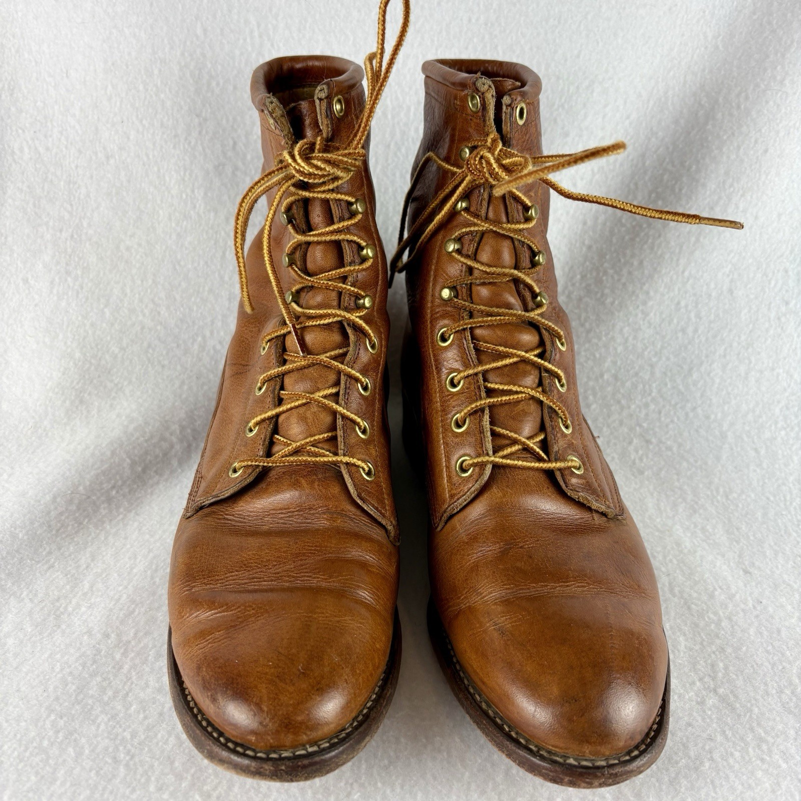 VTG J. Chisholm 9.5D brown leather packer / work boots USA Made