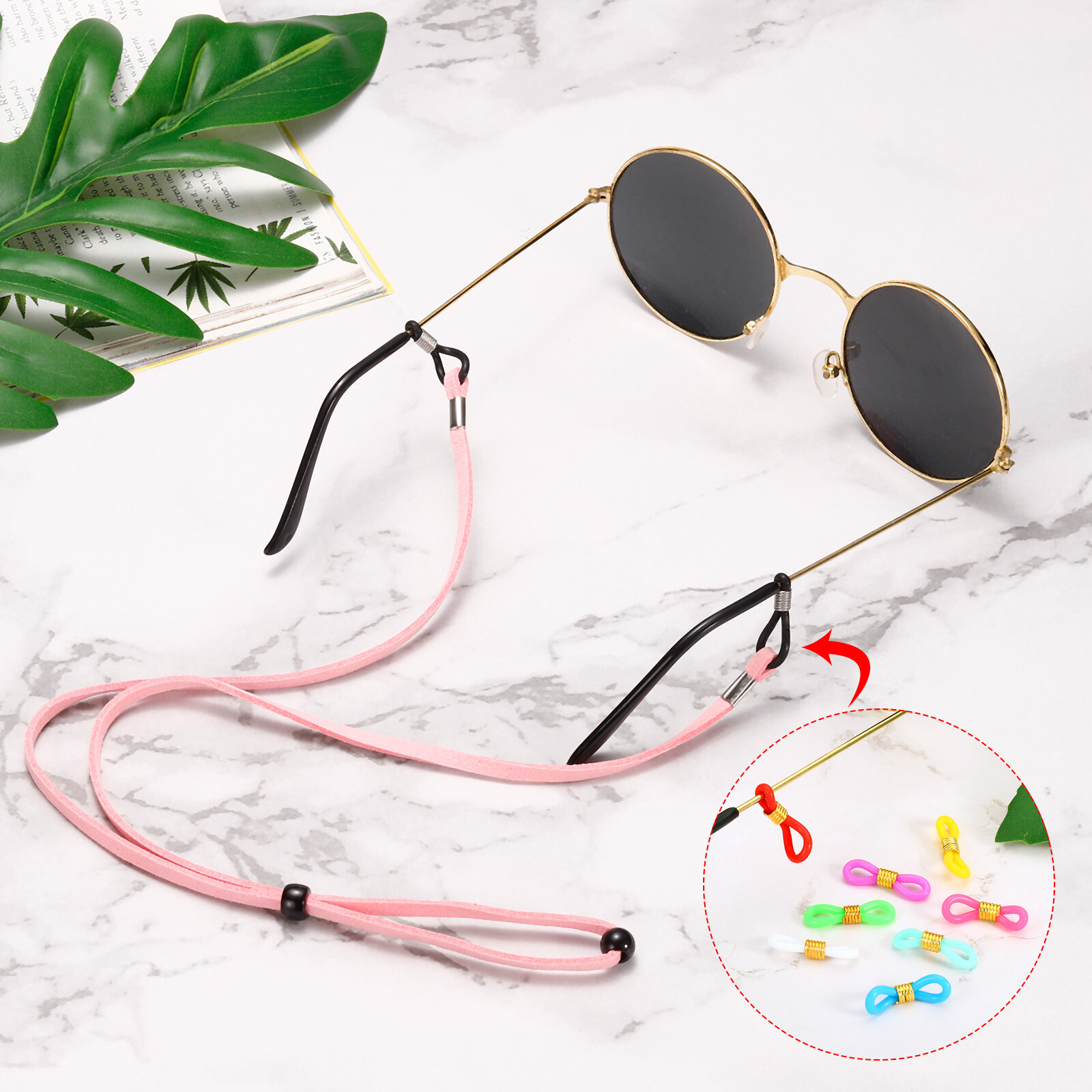 50pcs Eyeglass Chain Connector Silicone Strap Holder Chain End Loop Multi-color