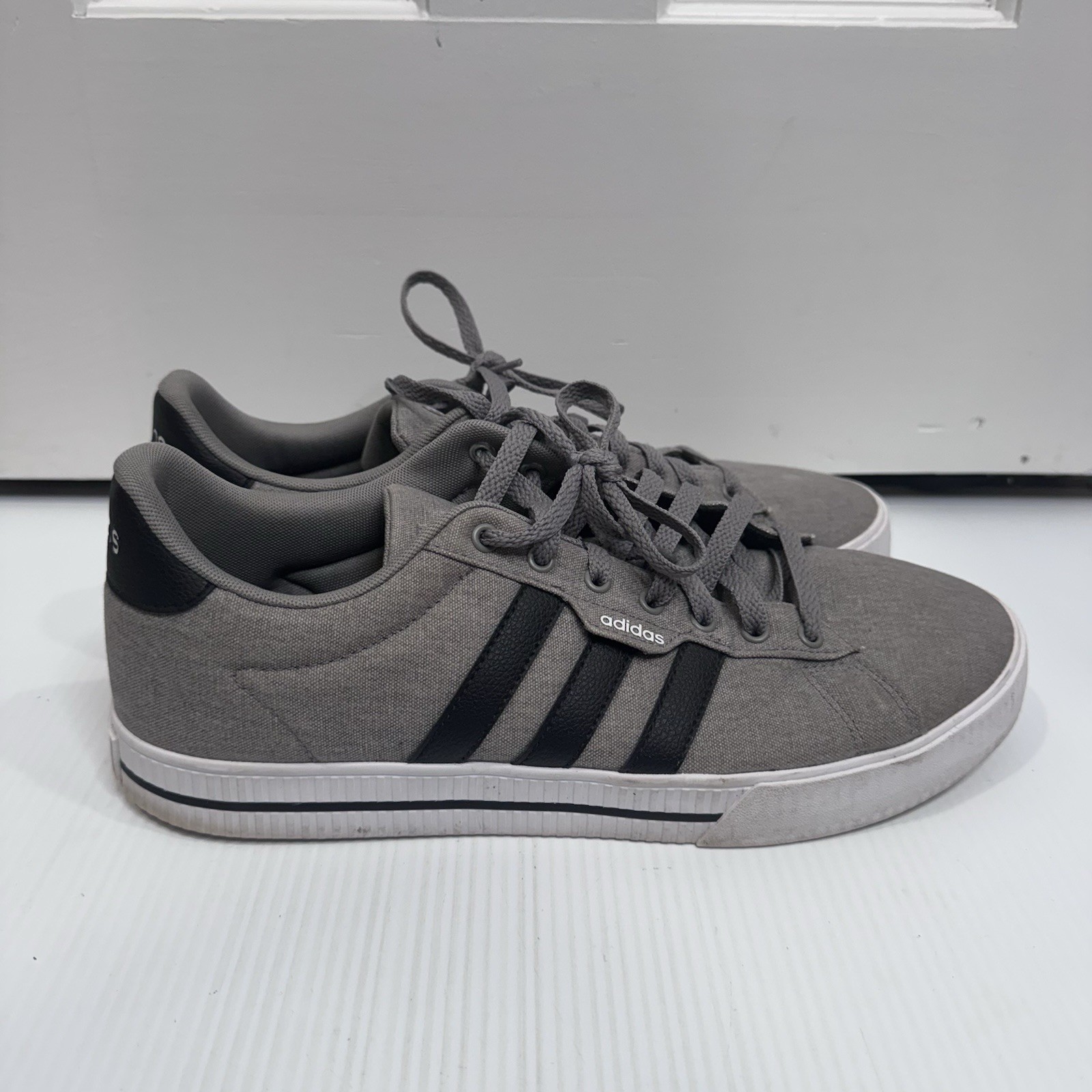 Adidas Daily 3.0 Mens Size 12 Gray Canvas Sneakers Black Stripe Casual Shoes