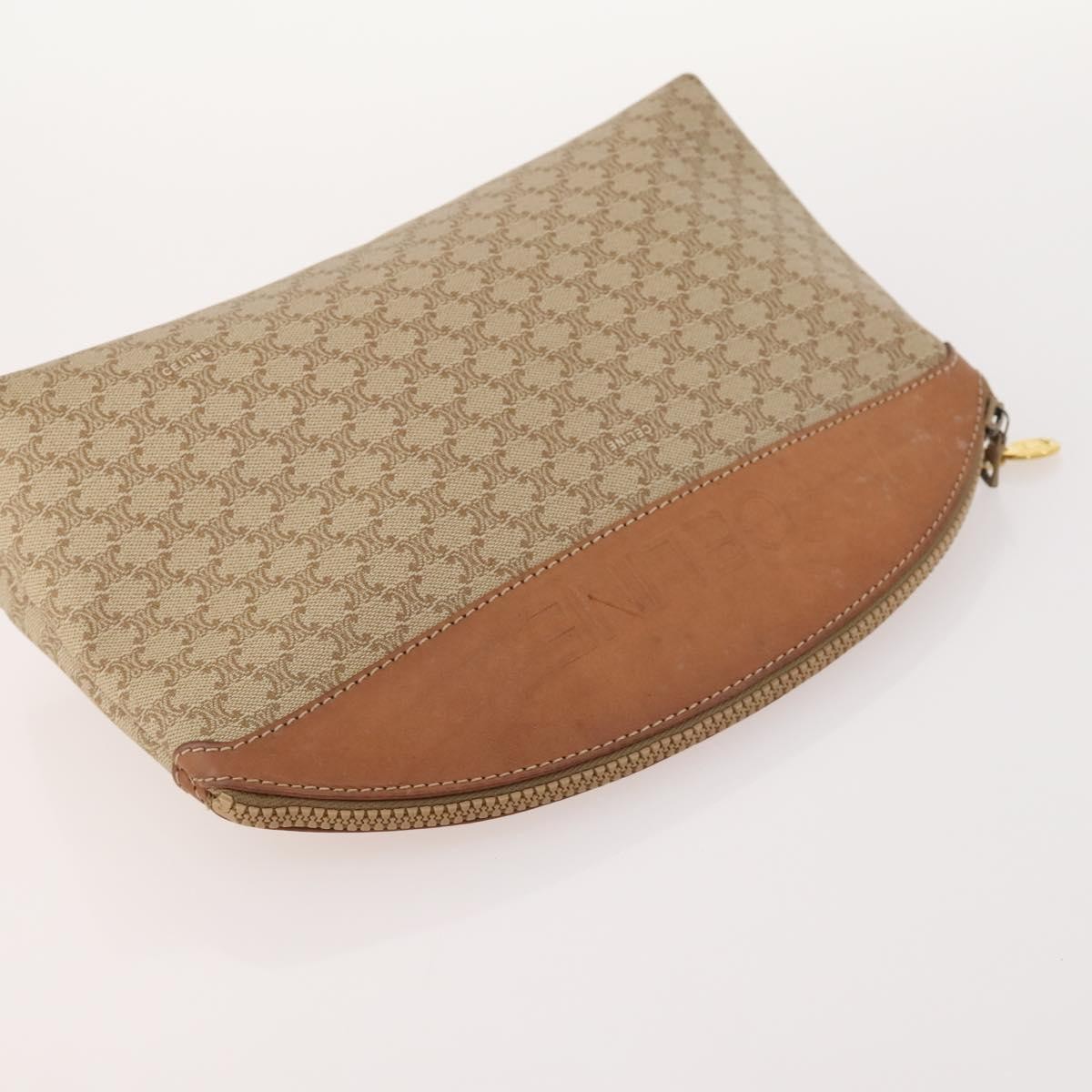 CELINE Macadam Canvas Clutch Bag PVC Leather 3 Set Brown Black beige Auth 173683