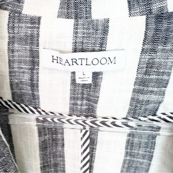 HEARTLOOM REVOLVE PETUNIA LINEN GRAY WHITE STRIPE BLAZER WOMENS SZ LARGE