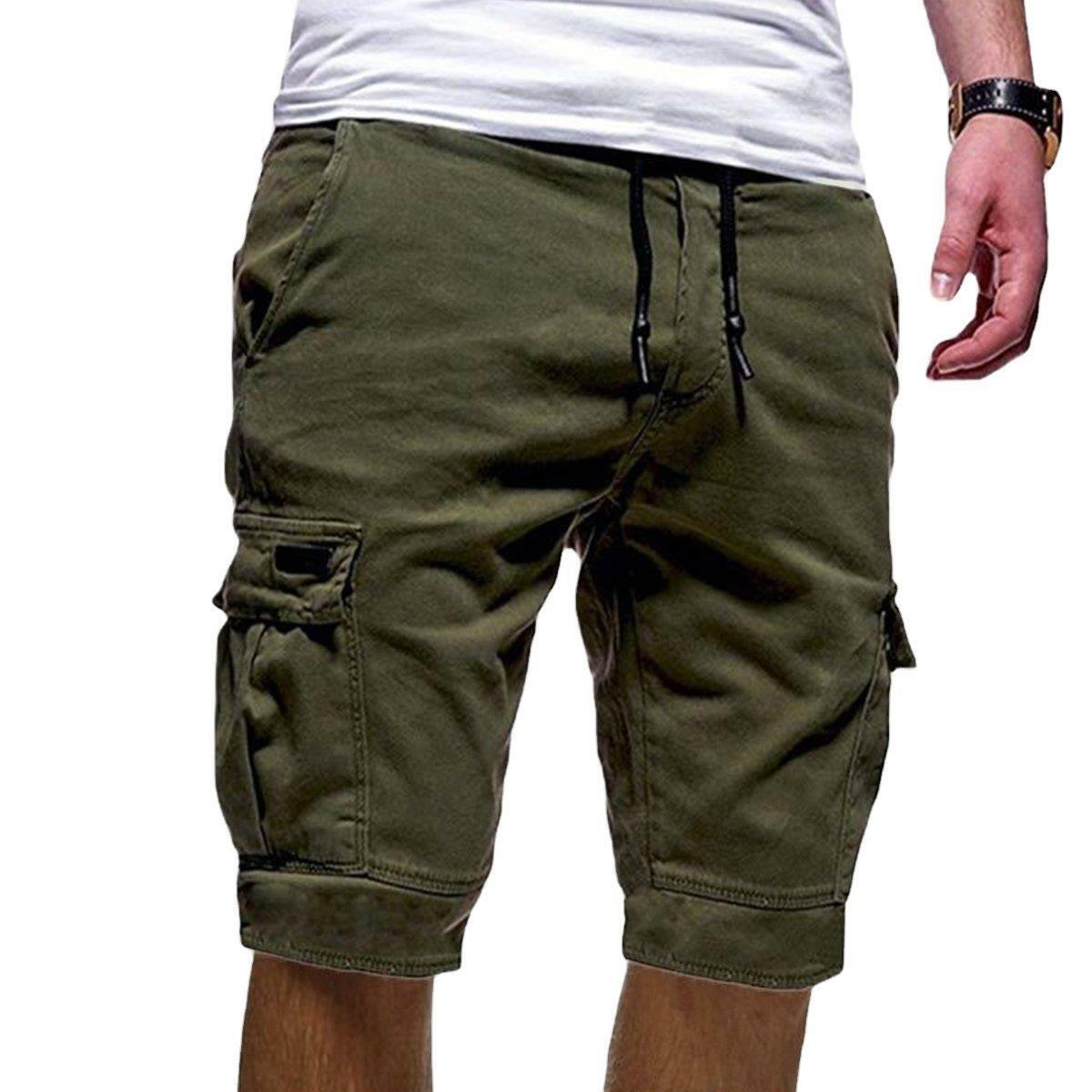 Men Casual Chino Cargo Shorts Pants 6-Pockets Summer Beach Trousers