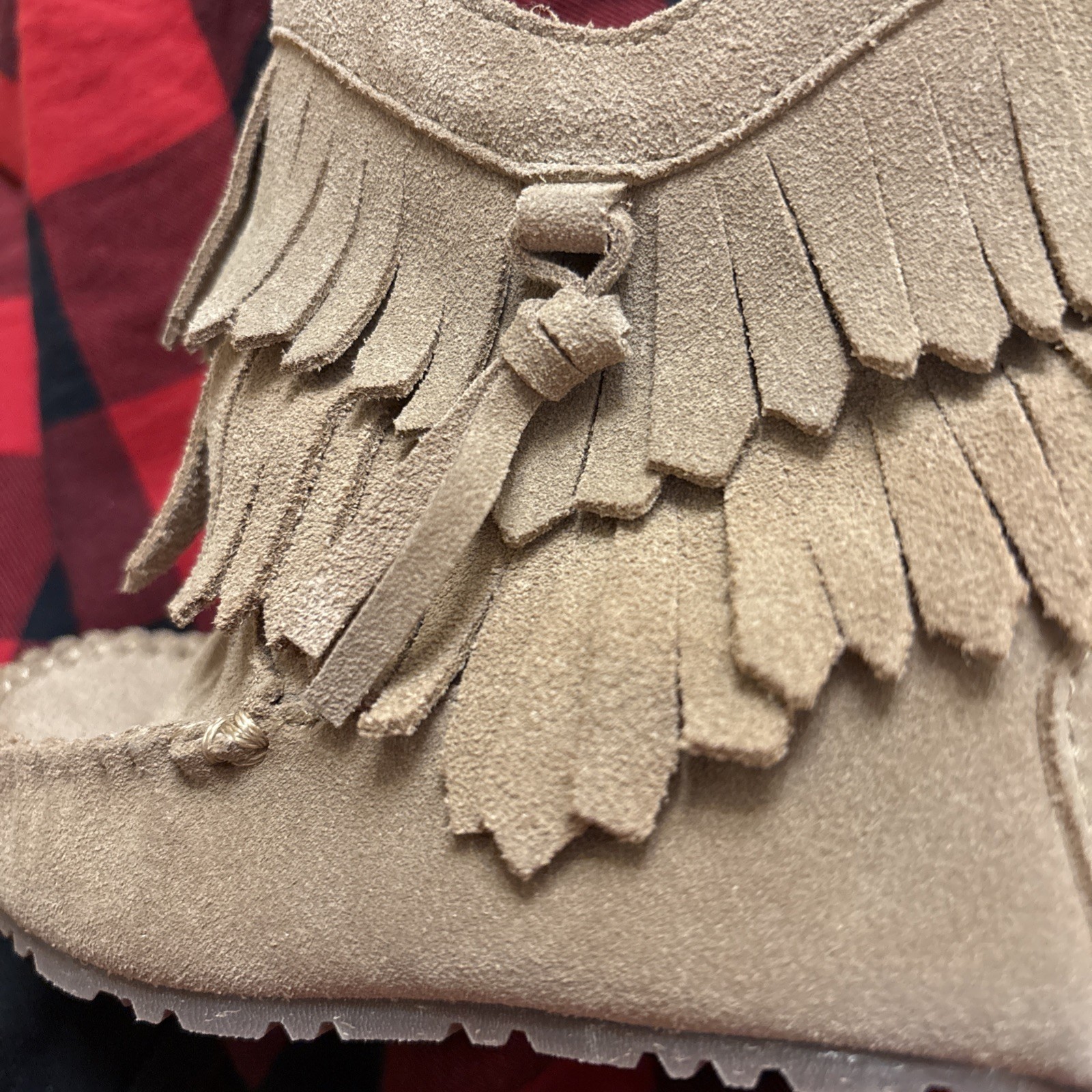 Manitobah Mukluks Kids Size C11 Brown Suede Leather Fringe Boots New