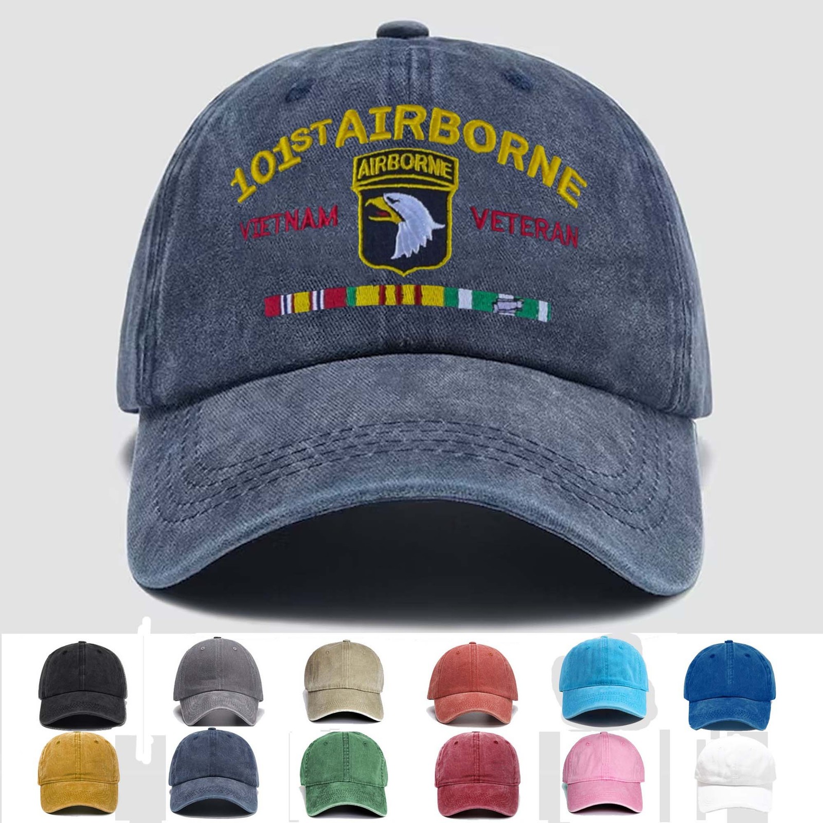 Custom Embroidered Hat US ARMY 101ST AIRBORNE VIETNAM VETERAN RIBBON,Trucker Hat