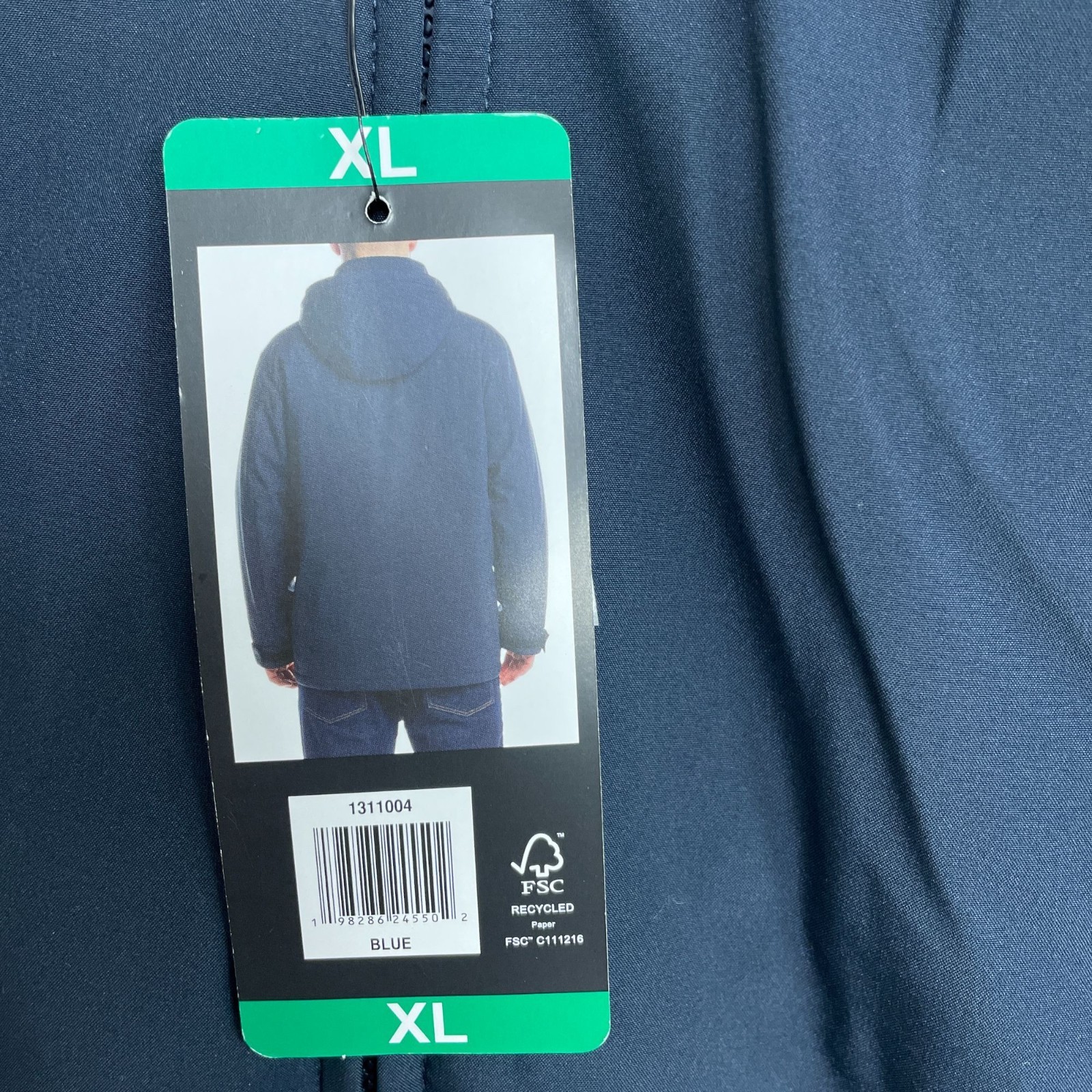 Weatherproof Men’s XL Hooded Parka Jacket Blue Waterproof Quilted Lined JCK177