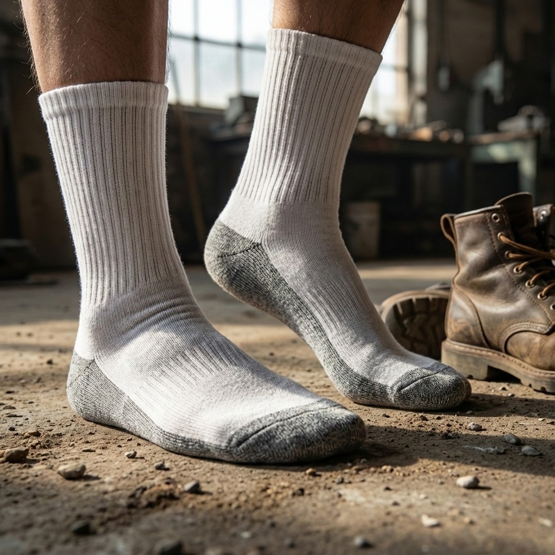 5 Pairs Mens Heavy Duty Crew Work Socks Moisture-Wicking Reinforced Size 10-13