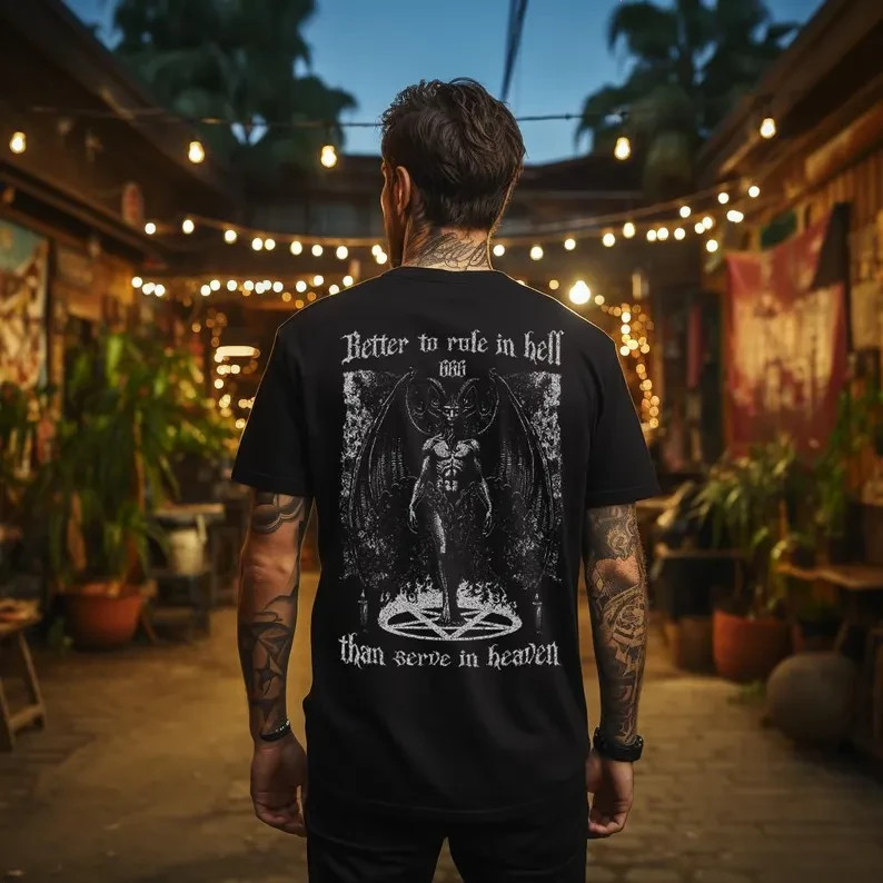 Baphomet Gothic Shirt, John Milton Quote Tee, Occult Symbol Shirt