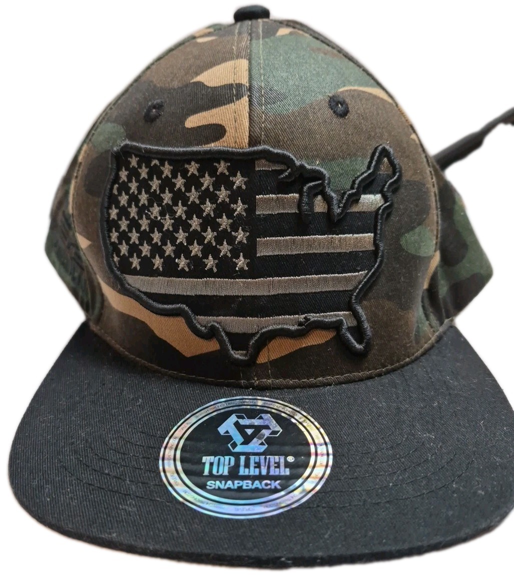 Top Level “USA” Cap Hat Embroidered Snapback Camouflage America