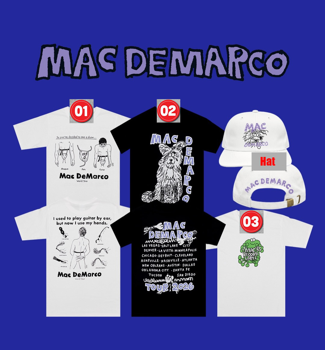 Unisex New Mac DeMarco Tour 2026 Merch Tee, Hat, T-Shirt Reprint