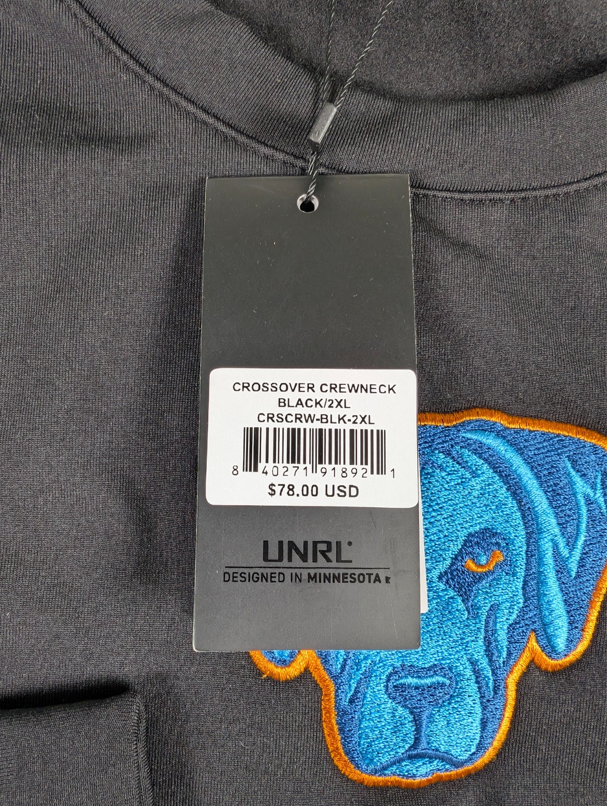 UNRL Crossover Crewneck Mens 2XL Black Performance Pullover w/Logo NWT