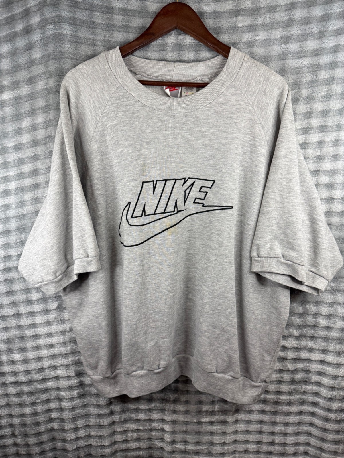 vintage 90’s Nike Sweatshirt Mens XL Gray tag Short Sleeve Swoosh Logo Pullover