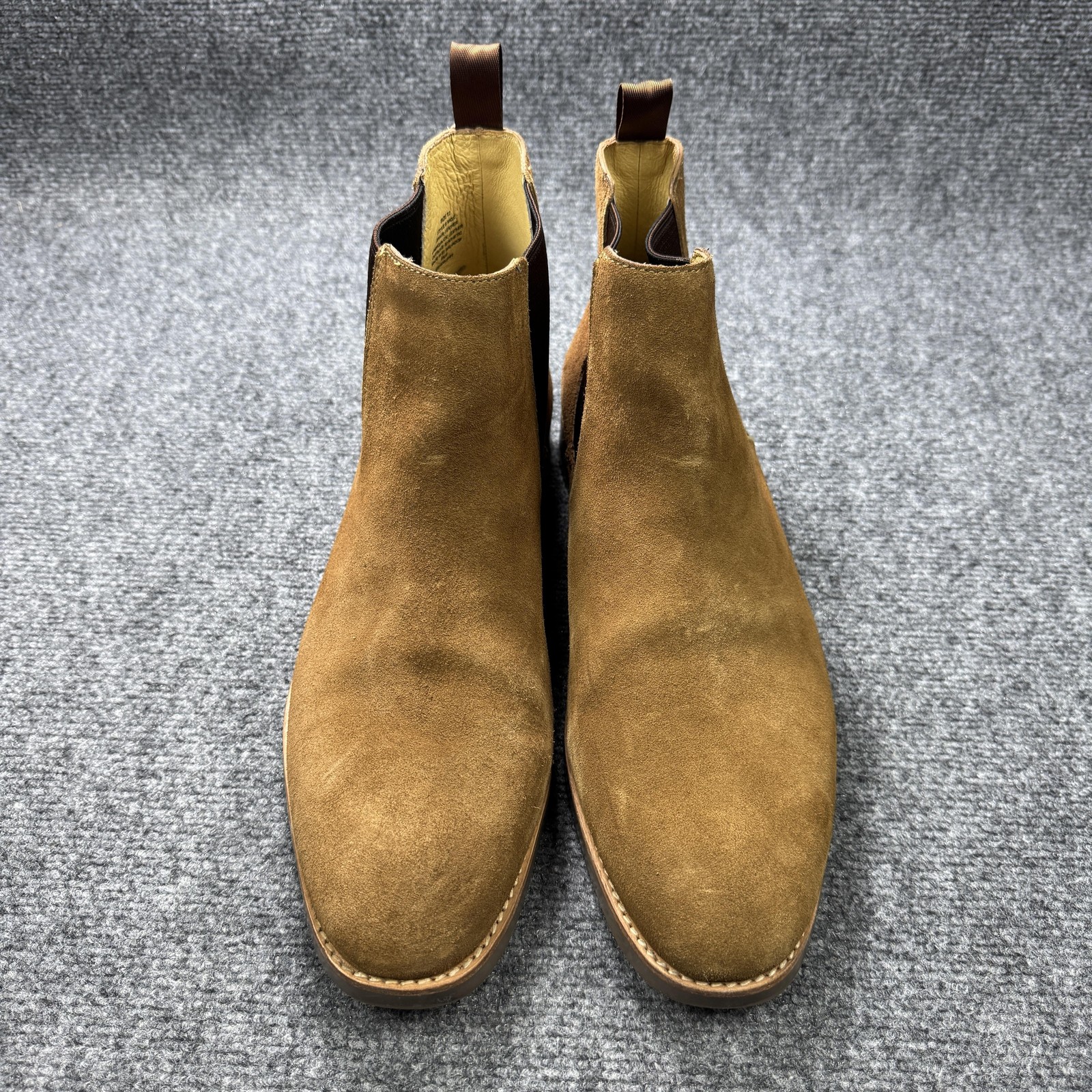 J.Crew Chelsea Boots Mens 12 Brown Suede Elastic Gore Pull Tabs BA032