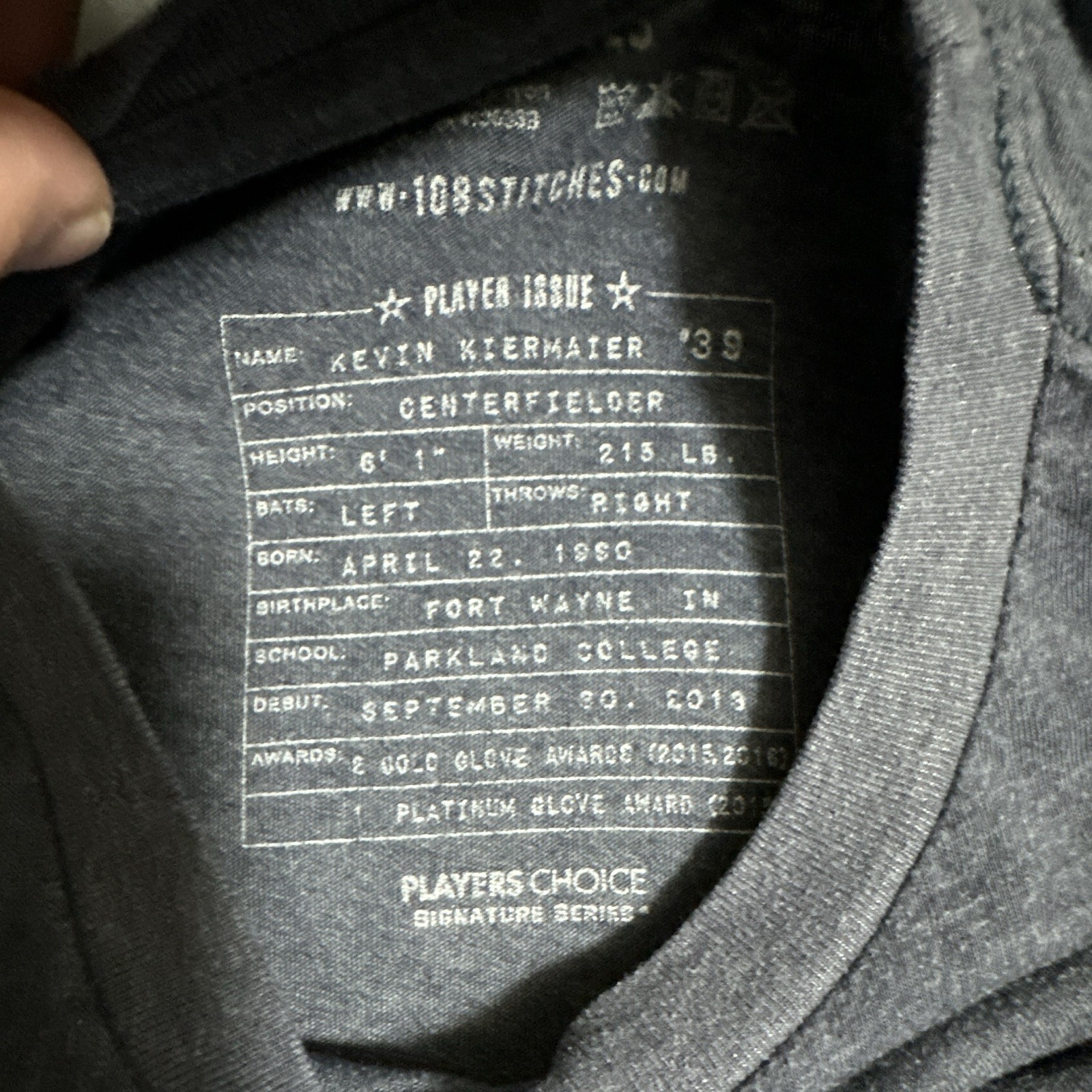 108 Stitches Kevin Kiermaier Outlaw Gray Graphic T-Shirt Crew Neck S/S S