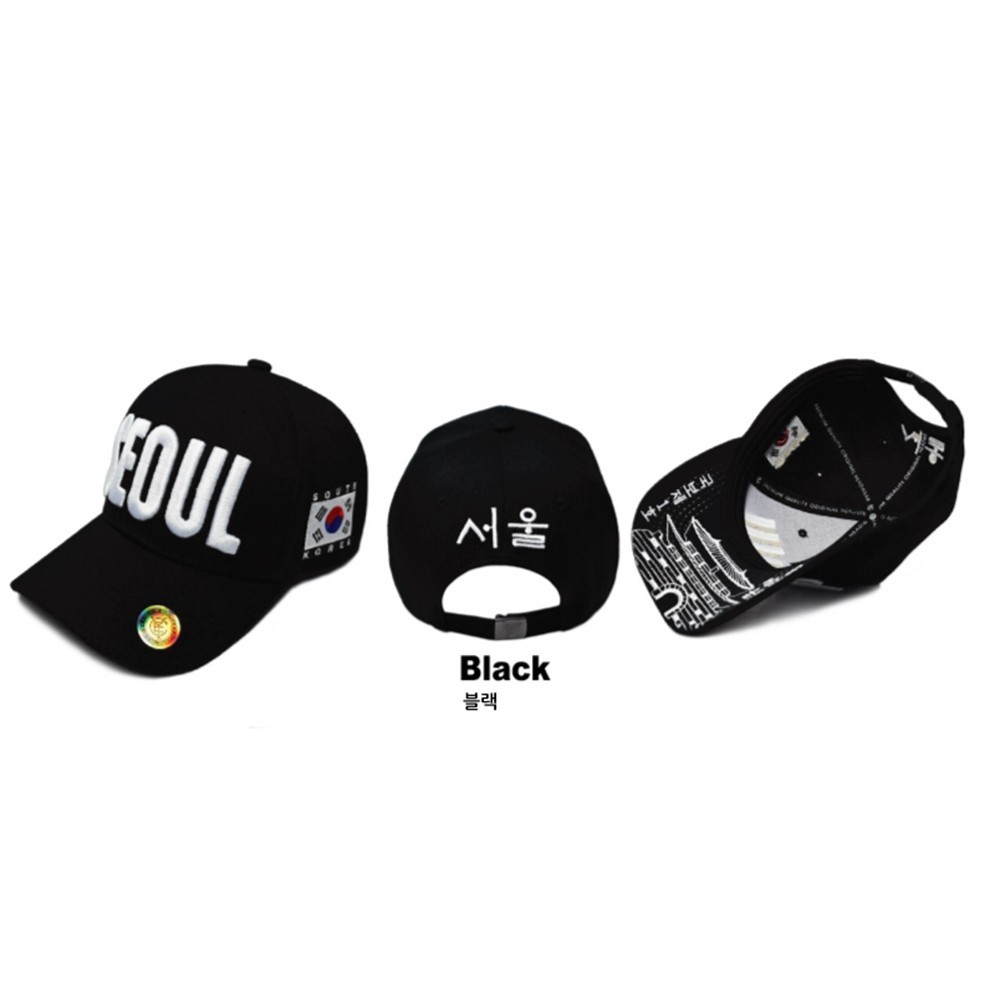 SEOUL Baseball Cap | Korean Flag Snapback Hat | Black White Adjustable | K-Style