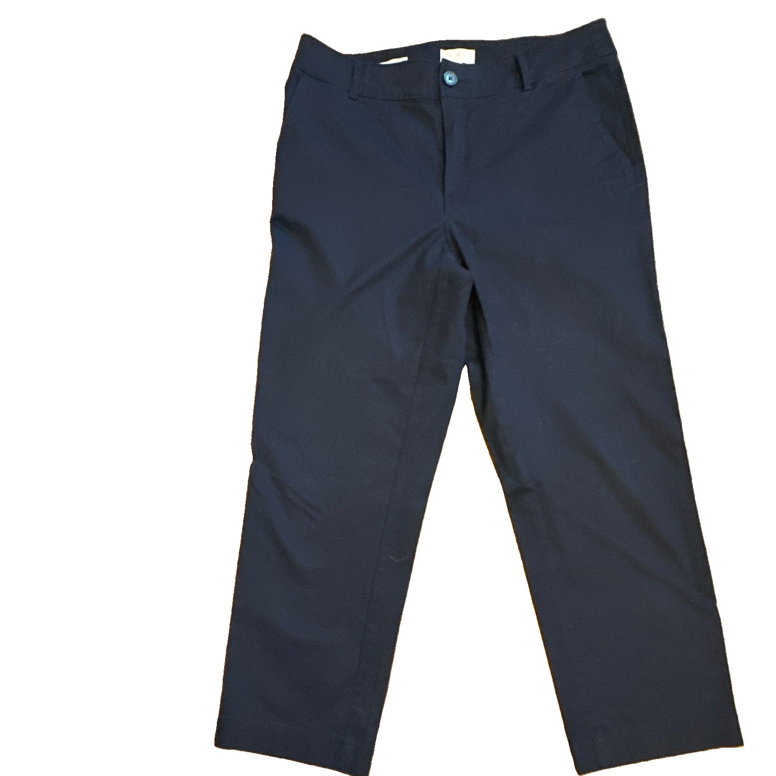 Loft WOMEN’S Monroe Straight NAVY COTTON STRETCH DRESS PANTS SLIM FLAT size8