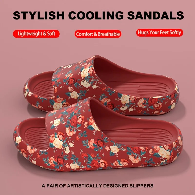 Cloud Slippers Floral Slide Sandals EVA Soft Indoor Outdoor Unisex Shoes