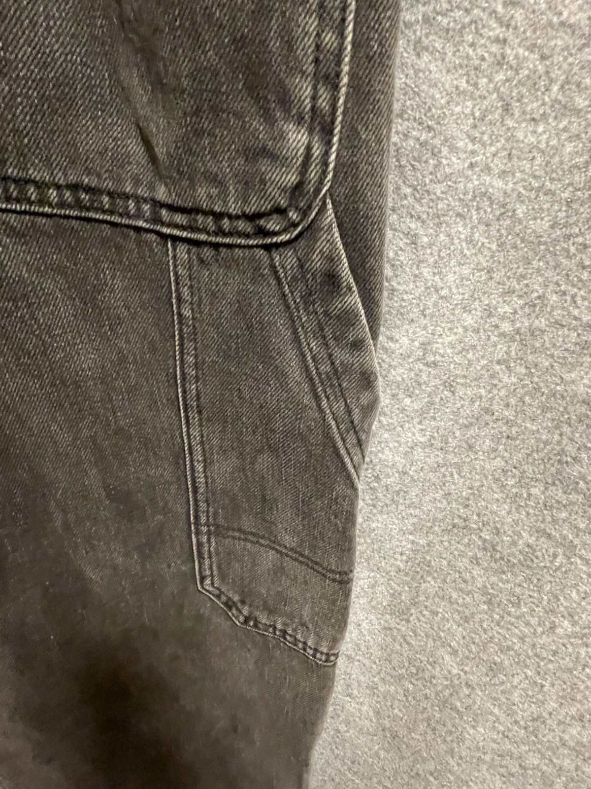 Madewell Petite Denim Oversized Carpenter Overalls SZ XXSP Black Wash Knee Guard