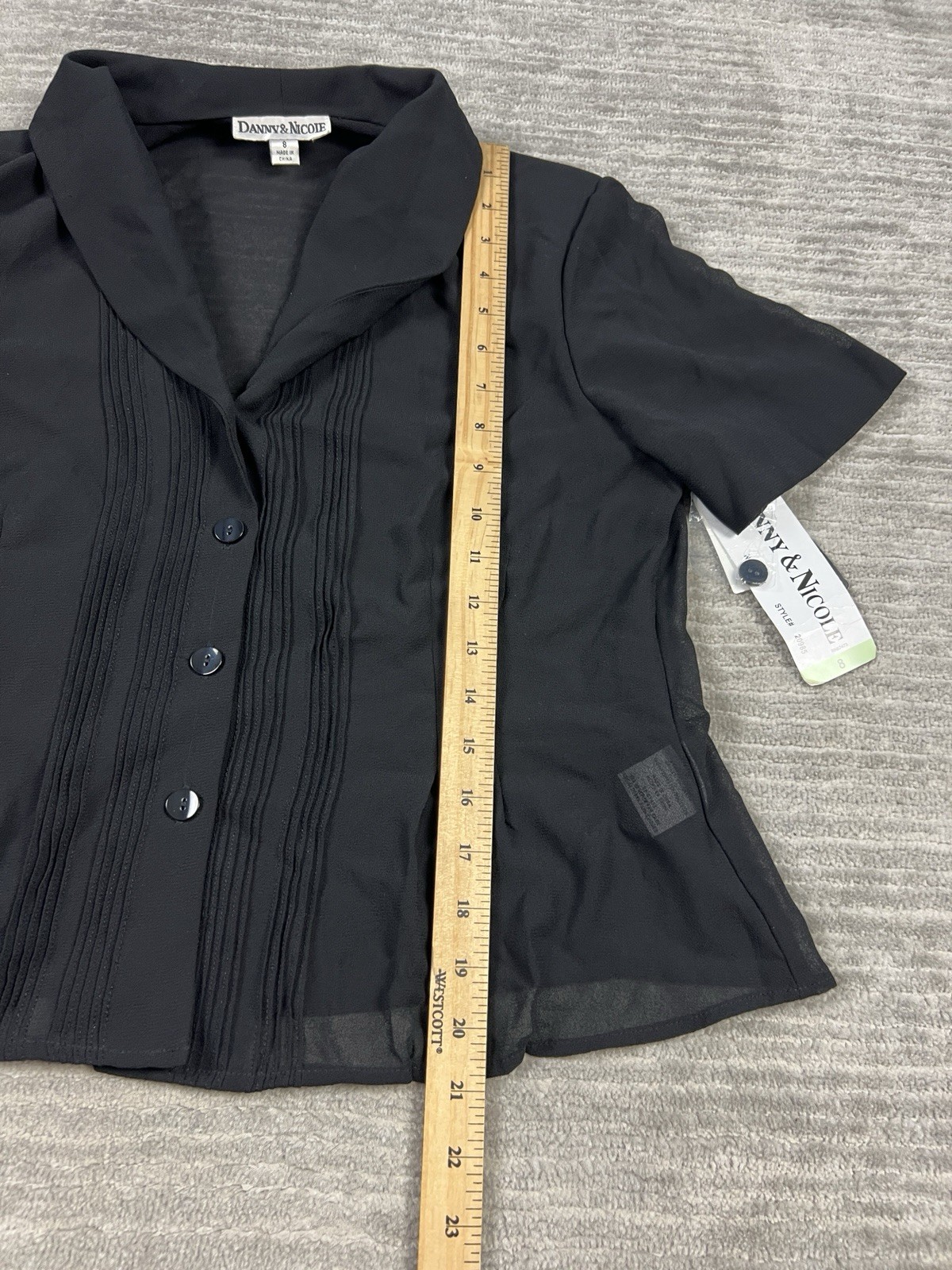 Danny & Nicole Top Womens 8 Black Padded Semi Sheer Padded Casual NWT