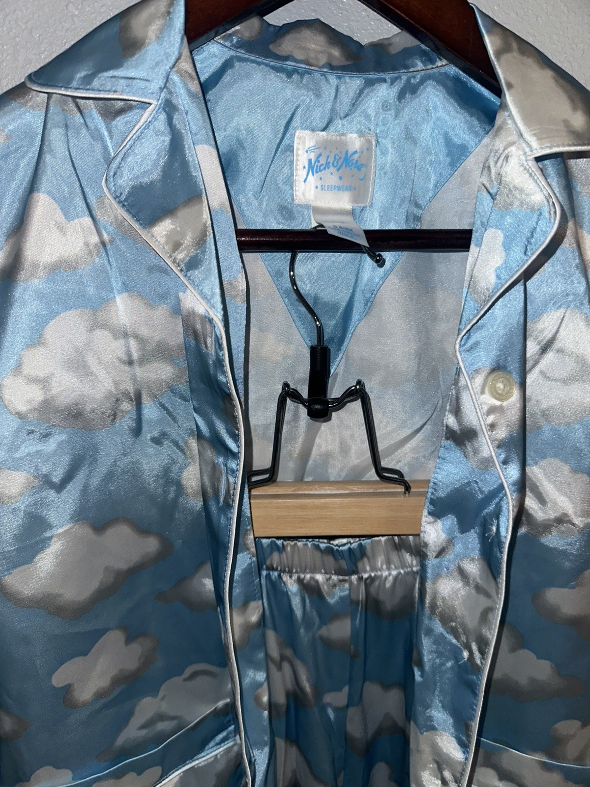 Nick & nora kids S 6/6X cloud pajama set boys girls unisex satin lightweight