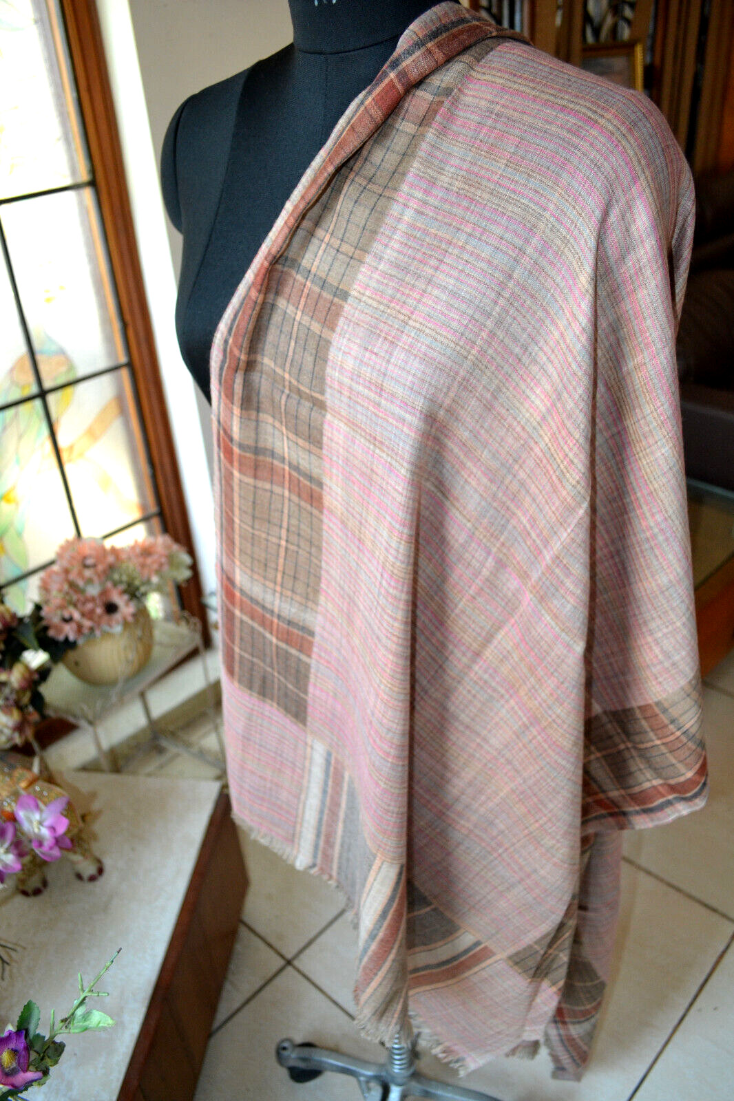 REVERSIBLE DESIGNER PLAID STRIPED PASHMINA STOLE~100% CASHMERE~3 DESIGNS CHOICE