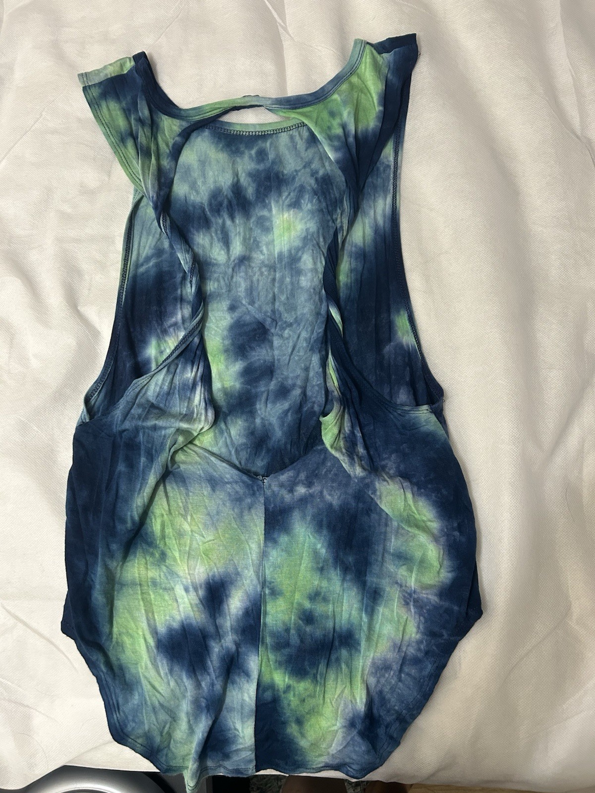 Earthbound Trading Co Women’s L Blue/Green Tie-Dye Hamsa Eye Tank Scoop Neck