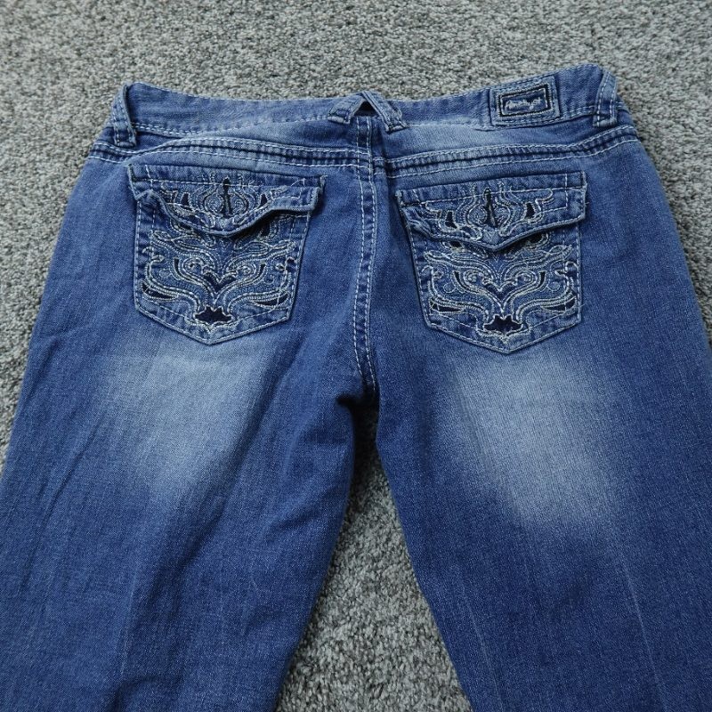 Amethyst Jeans Womens 13 Dark Blue Denim Pants Low Rise Boot Flare Stretch Y2K