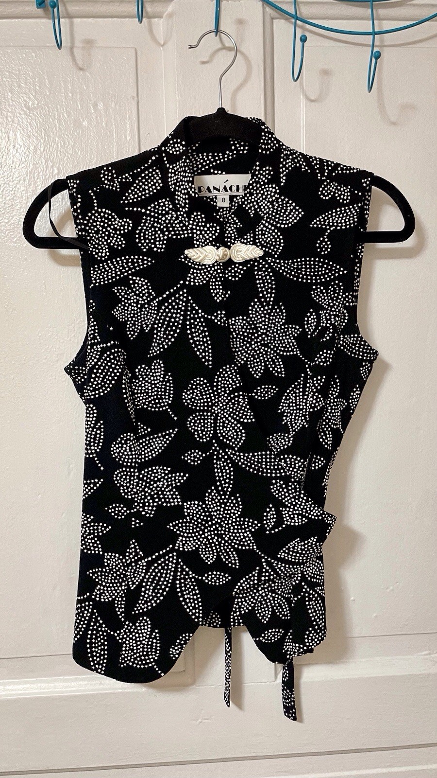 VTG 90s Panache Women’s Size 8 Tie Waist Asian Style Sleeveless Blouse
