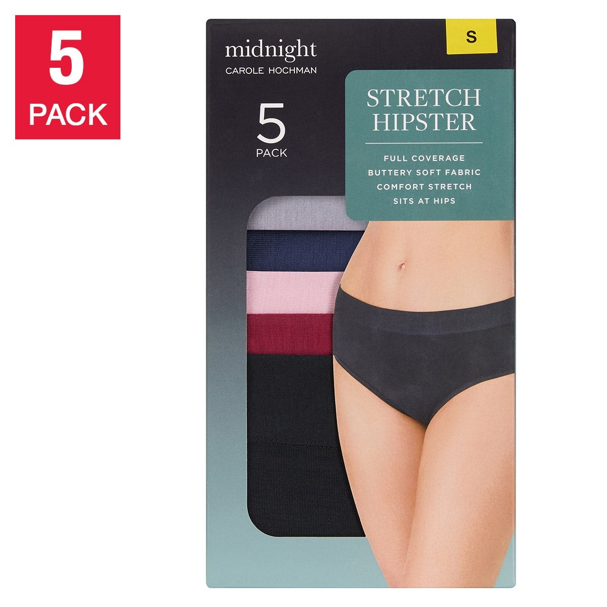 Carole Hochman Midnight Women’s Hipster Panties 5 Pack Soft Modal Stretch S-XXL