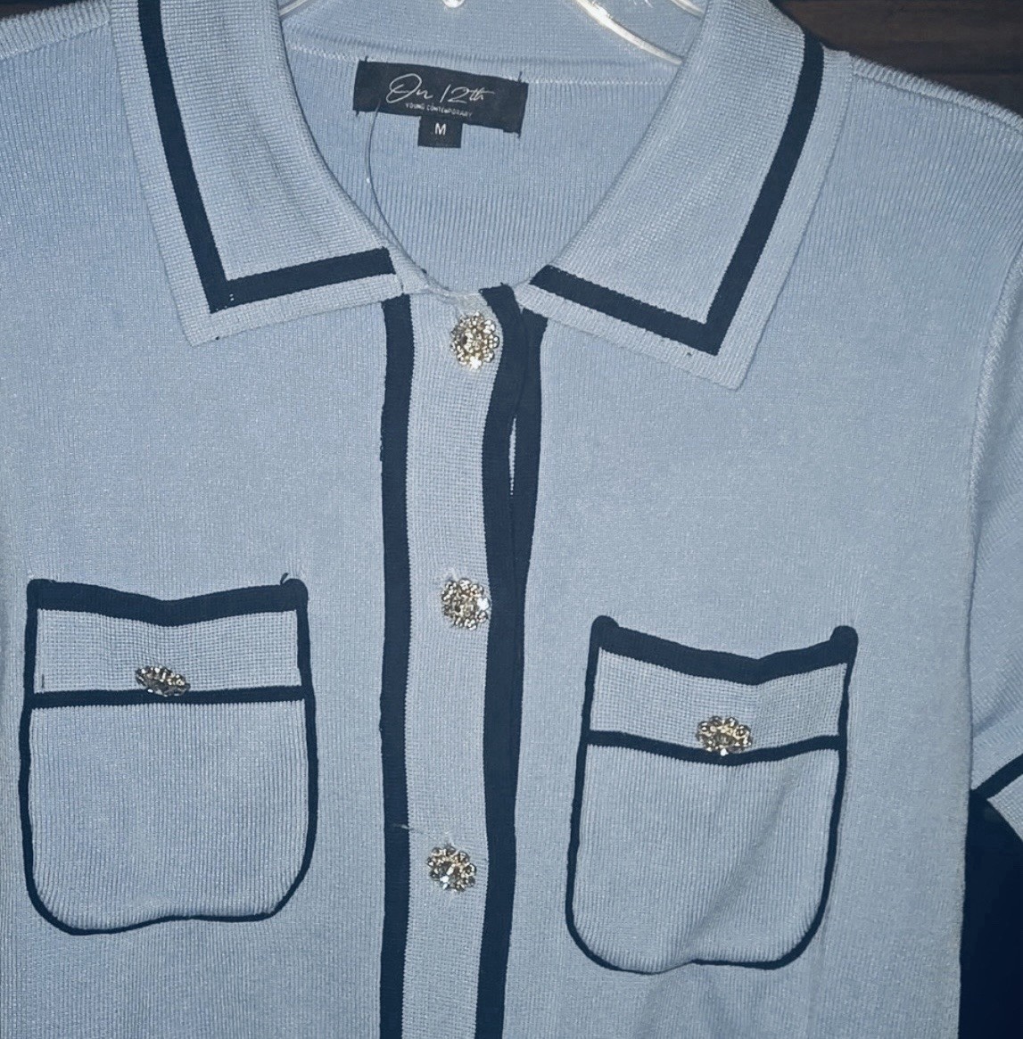 Coquette baby blue Knit Button Cardigan Sweater Blue breakfast at Tiffany’s !