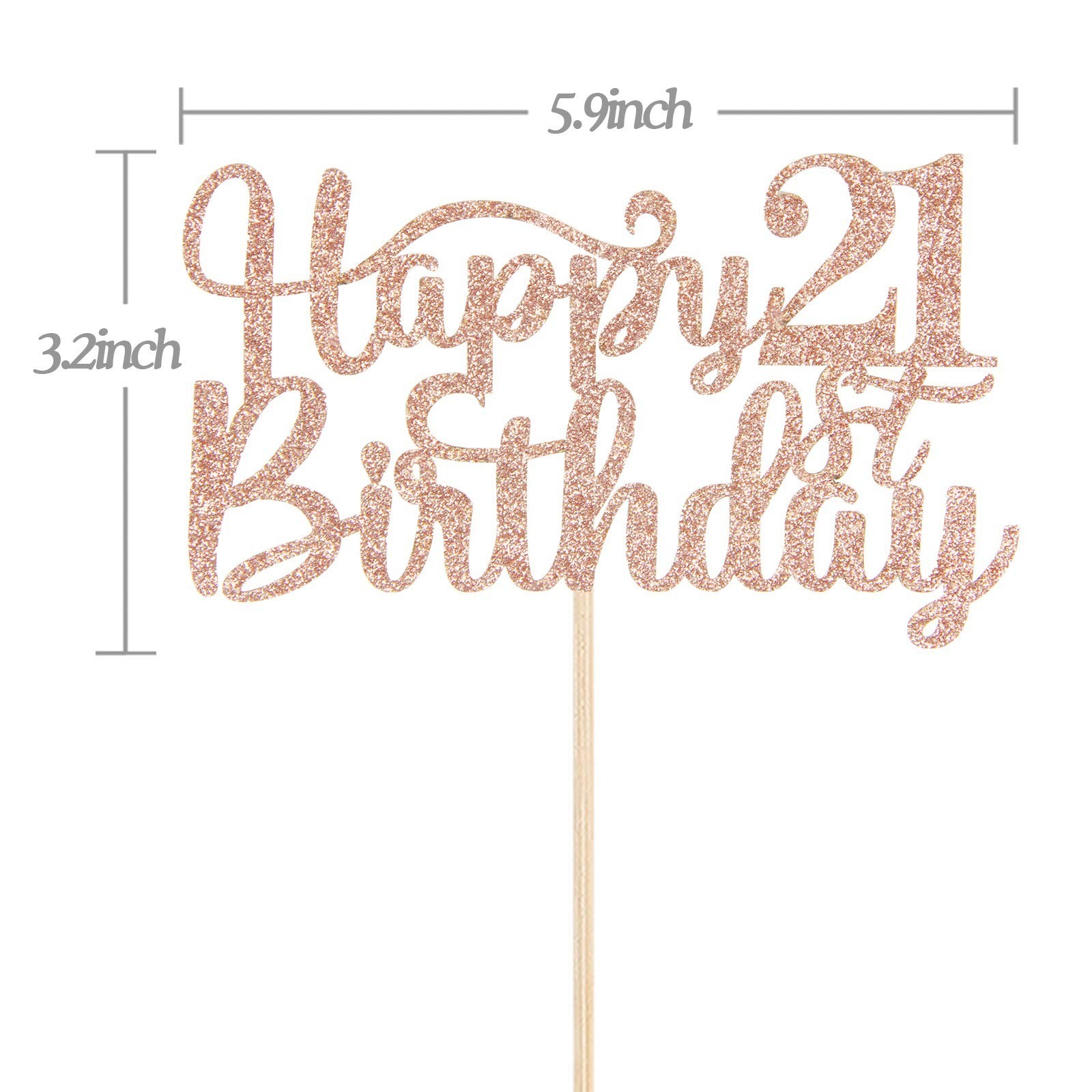 Happy 21st Birthday Cake Topper, 21st Birthday/Anniversary Party Supplies, Ch…