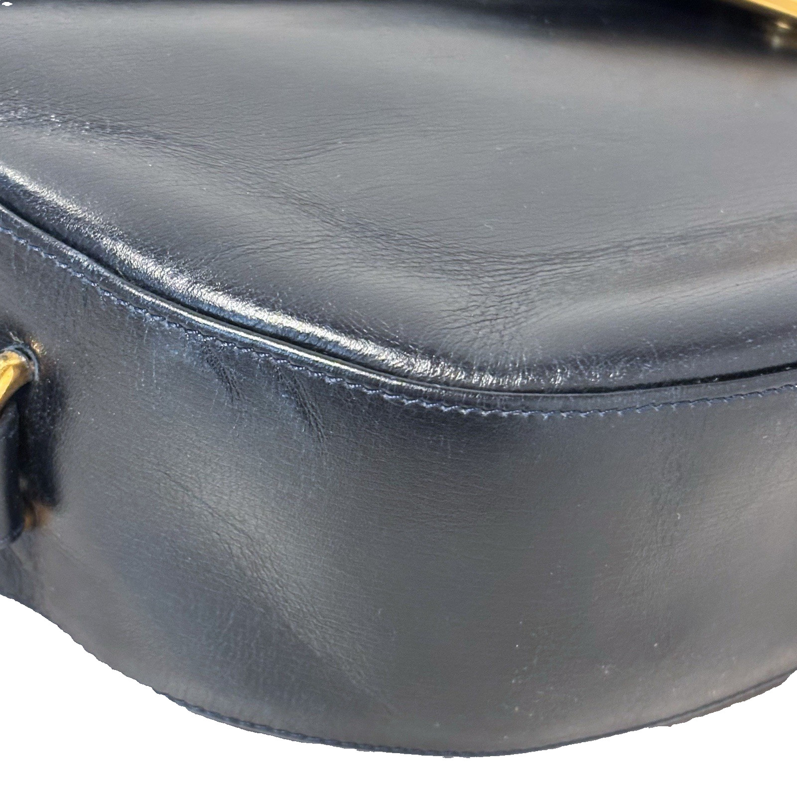 Cartier Sapphire Shoulder Bag Leather Black Gold Authentic