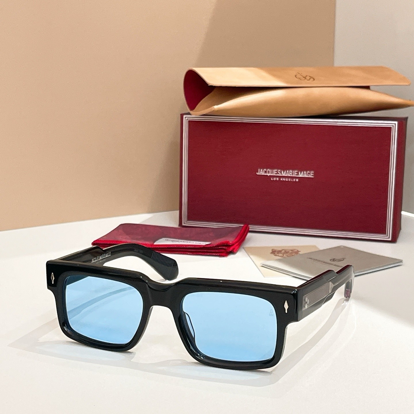 Jacques Marie Mage Hemmings Black Frame Light Blue Lens Sunglasses
