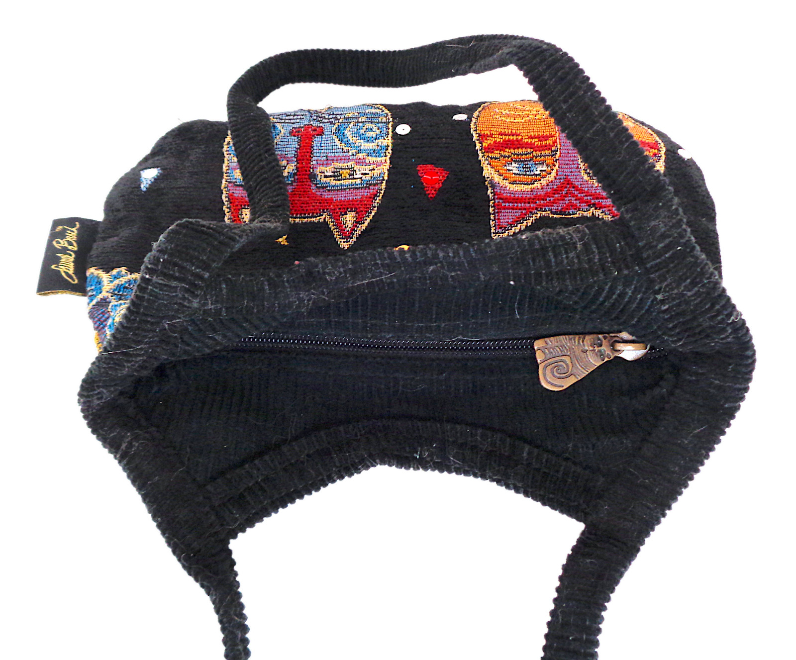 Laurel Burch Cat Tapestry Zip Bag Purse Size Small 12.5″ in x 7.25″