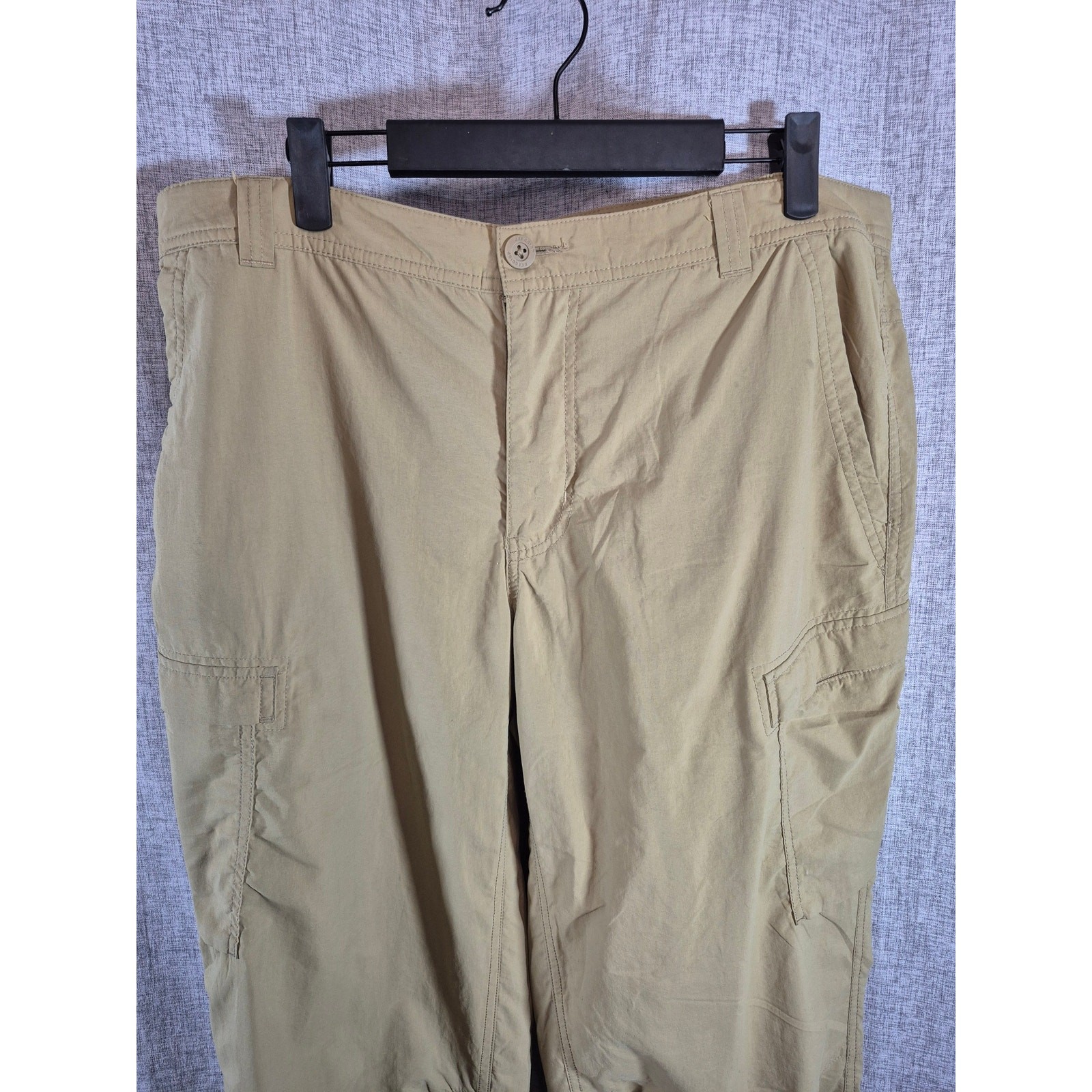 REI Co-op Men’s Lightweight Cargo Hiking Pants 38×32 Khaki Zip Pocket Outdoor