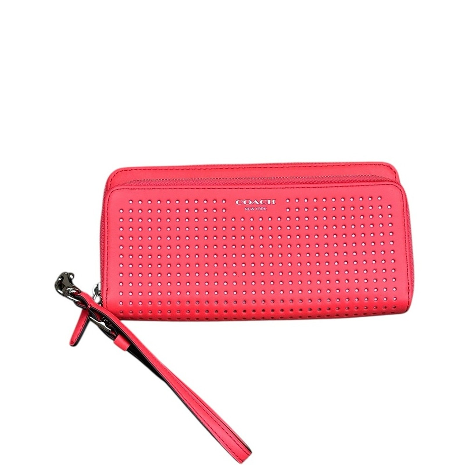 Coach Vibrant Coral Perforated Women’s Wallet NWOT