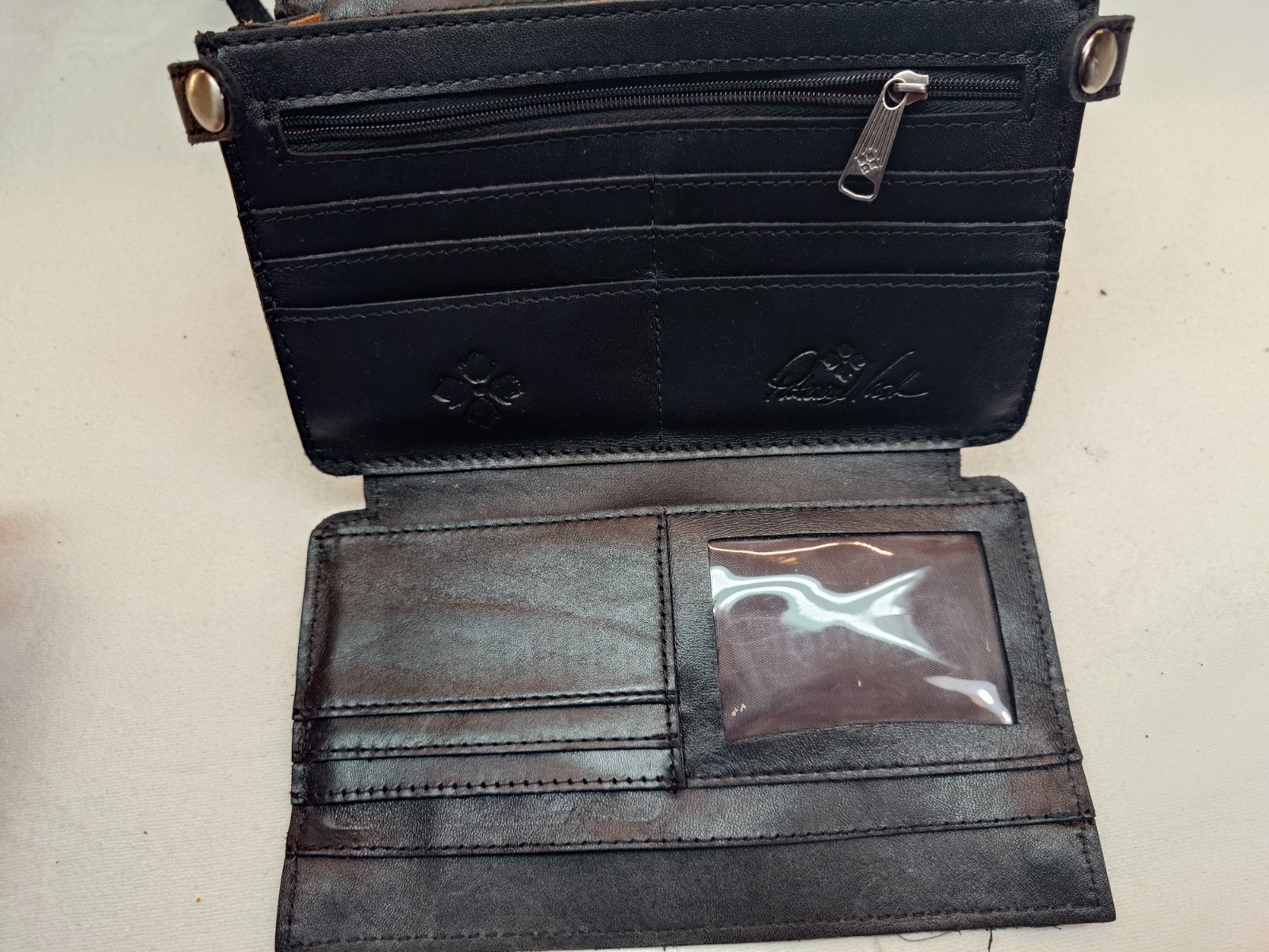 Patricia Nash Bianco Crossbody Organizer Black Zipper High Capacity