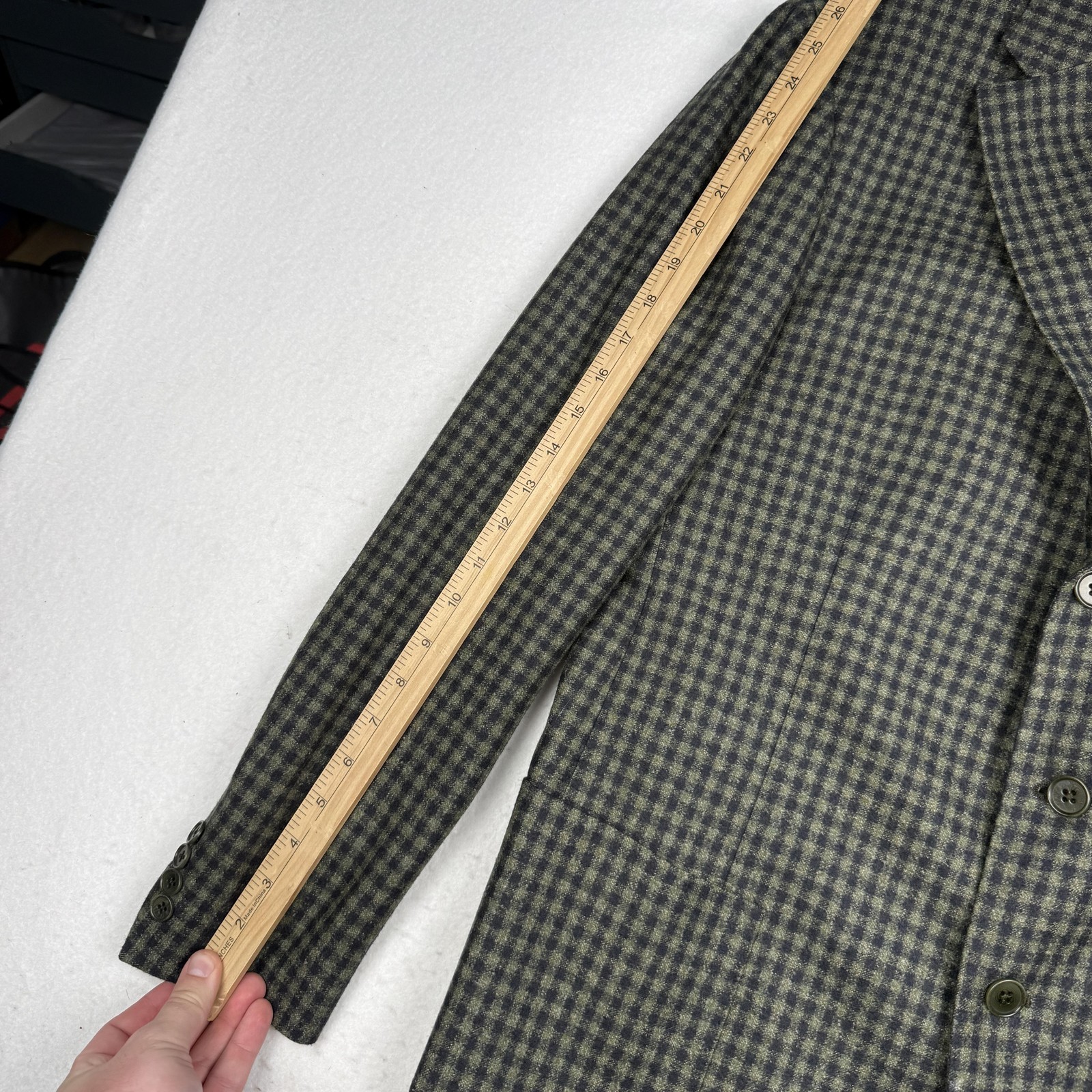 Cantarelli Sport Coat Mens IT 56 (46 US) Green Check Wool Tweed Made Italy
