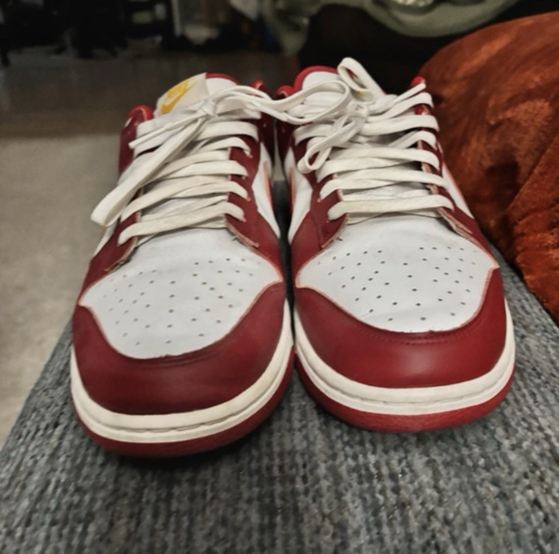 Nike Men’s Red/White Low-Top Lace-Up Athletic Sneakers Rubber Outsole