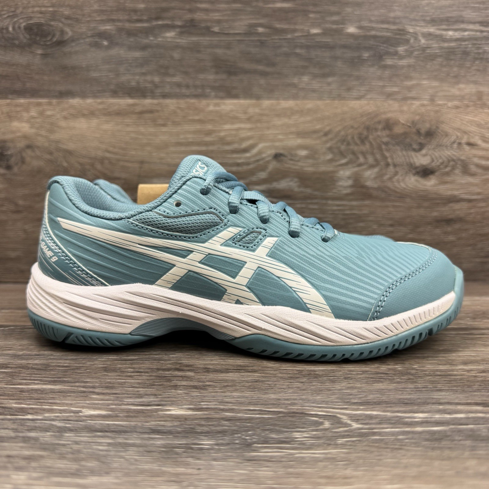 Asics Gel Game 9 Shoes Youth Size 4 Blue White Pickle Ball Tennis Sneakers