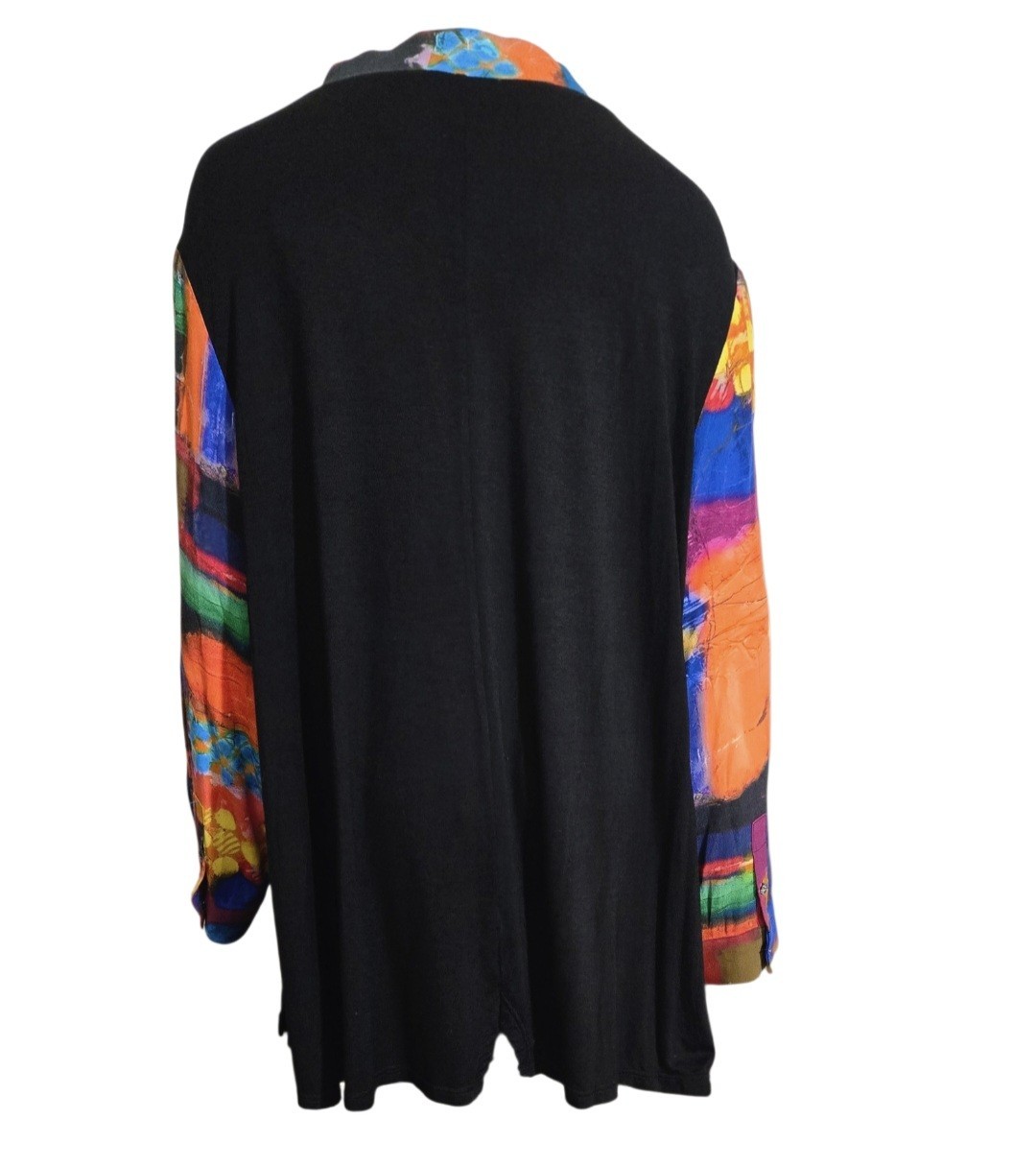 Lemon Grass NY Wearable Art Abstract Vibrant Colorblock V-Neck Tunic Top size XL